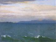 William Stott of Oldham Seascape with Distant Mountains oil